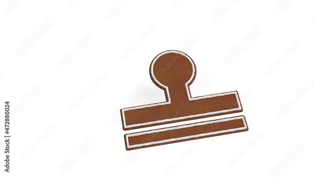 Poster 3d rendering of gingerbread symbol of stamp isolated on white background