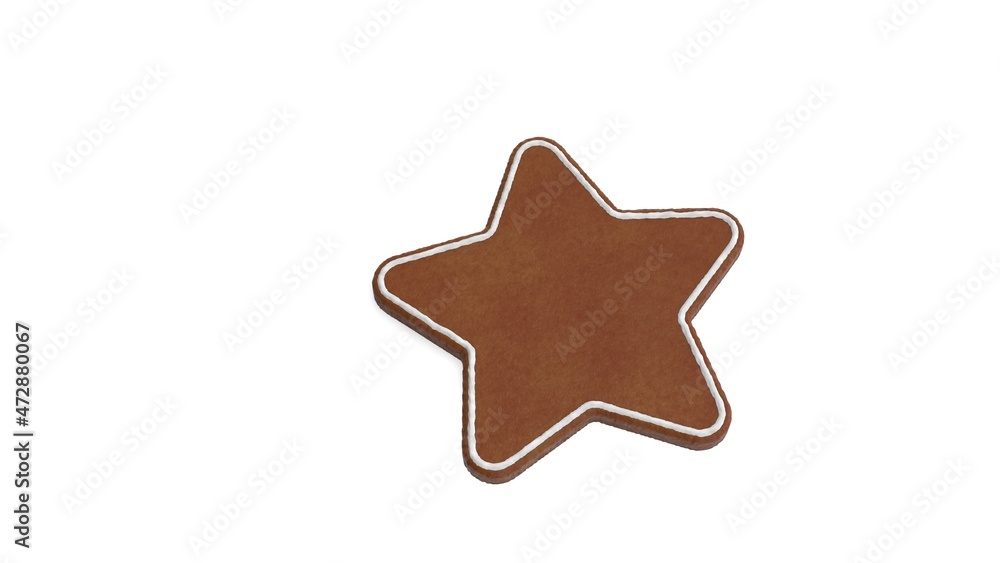 Poster 3d rendering of gingerbread symbol of star isolated on white background