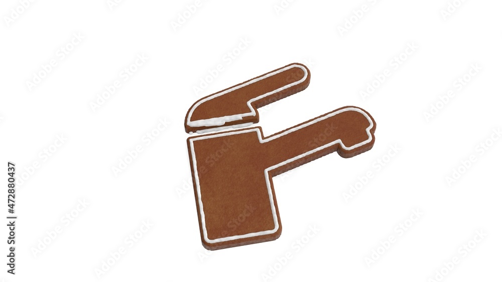 Poster 3d rendering of gingerbread symbol of tap isolated on white background