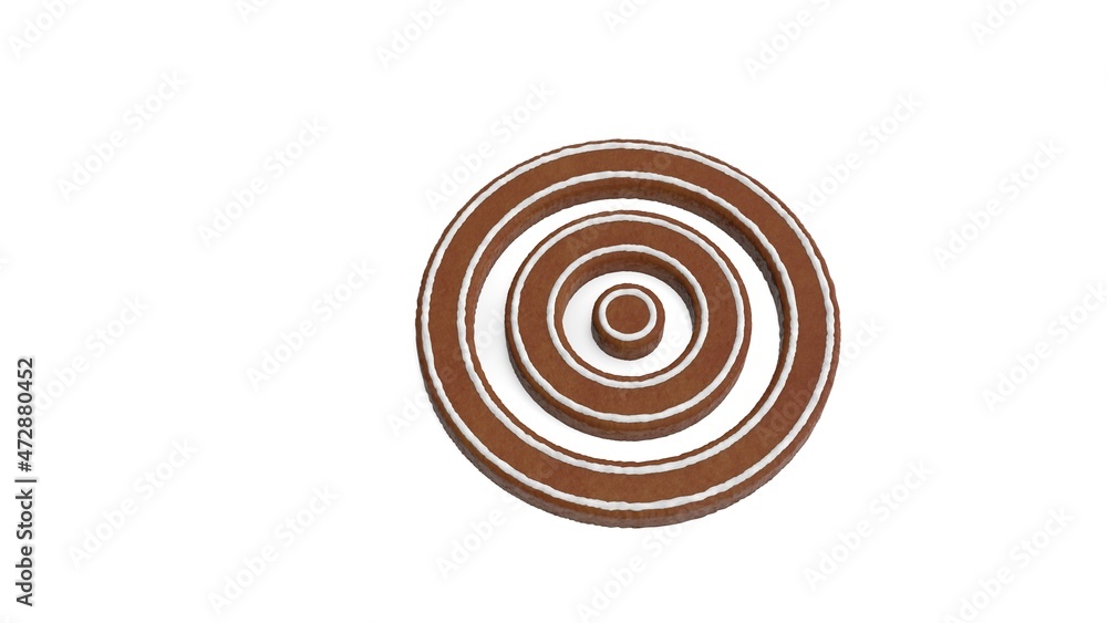 Poster 3d rendering of gingerbread symbol of target isolated on white background