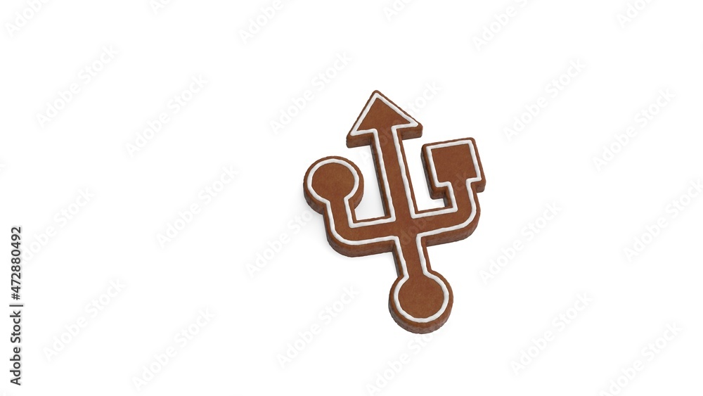 Poster 3d rendering of gingerbread symbol of technology isolated on white background