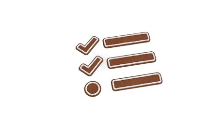 3d rendering of gingerbread symbol of tasks isolated on white background