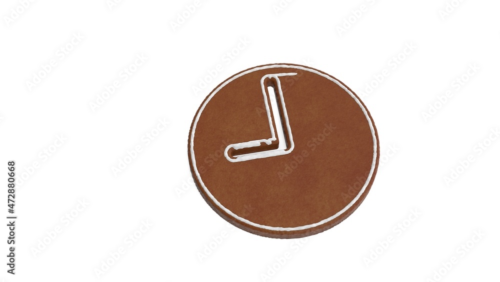 Poster 3d rendering of gingerbread symbol of time isolated on white background