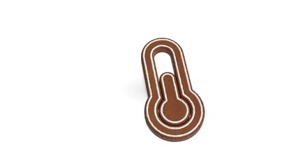 3d rendering of gingerbread symbol of thermometer half isolated on white background