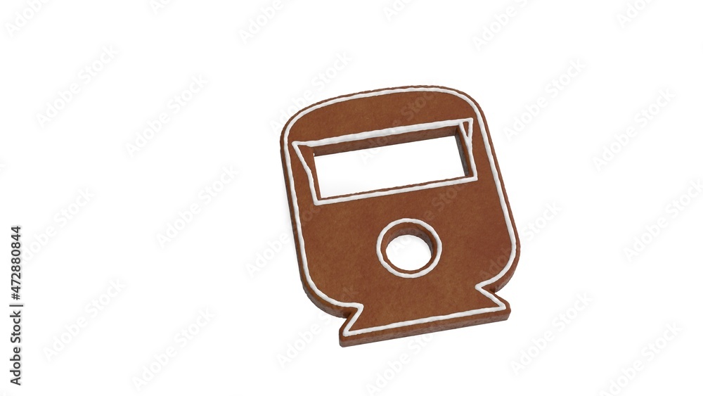 Poster 3d rendering of gingerbread symbol of transport isolated on white background