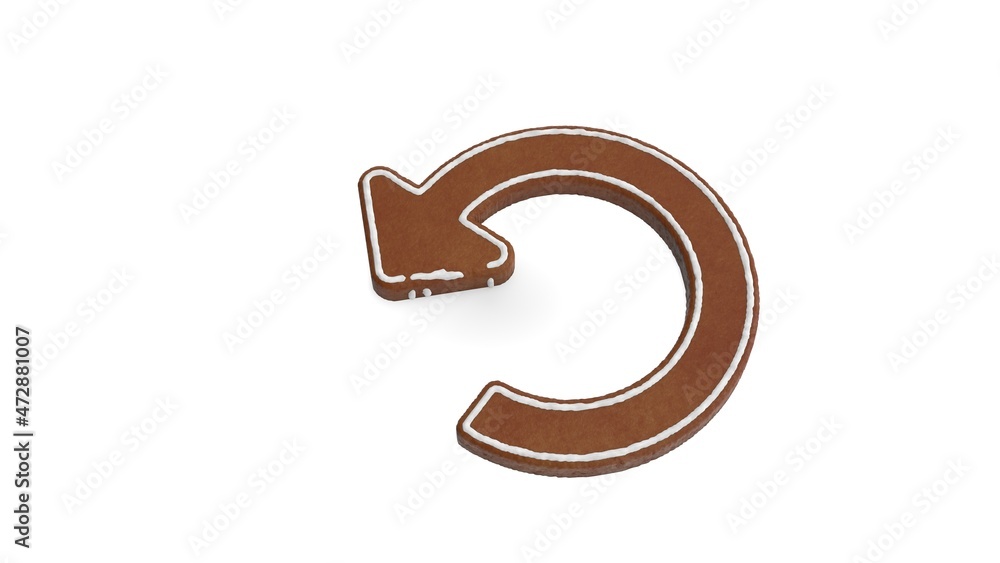 Poster 3d rendering of gingerbread symbol of undo alt isolated on white background