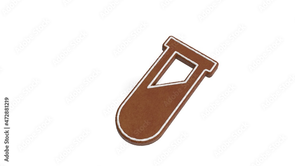 Poster 3d rendering of gingerbread symbol of vial isolated on white background