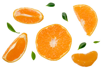 Sliced of tangerine isolated on white, top view