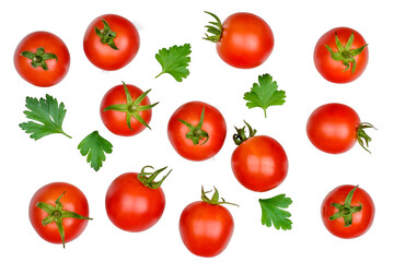 Cherry tomato isolated on white, top view