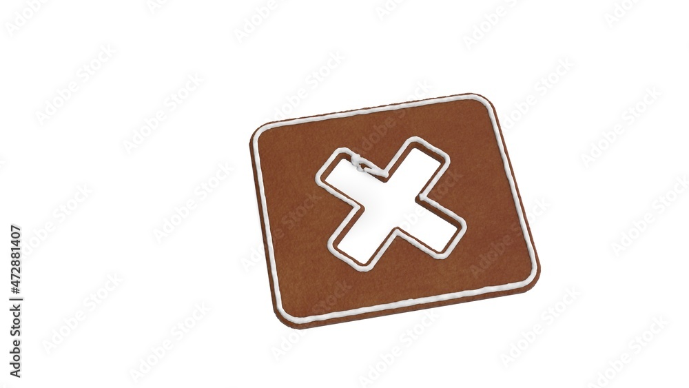 Poster 3d rendering of gingerbread symbol of window close isolated on white background