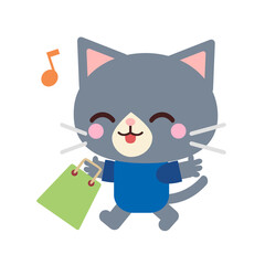 買い物をしているネコイラスト素材