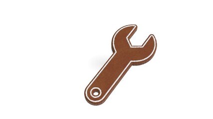 3d rendering of gingerbread symbol of wrench isolated on white background