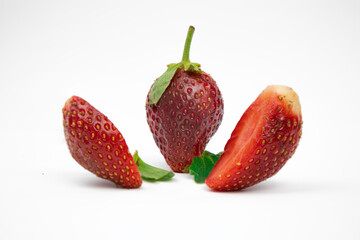 Fresh strawberry fruit isolated on a white background_-1