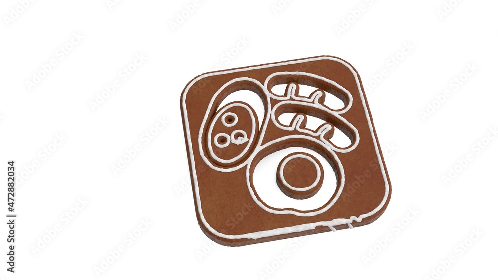 Poster 3d rendering of gingerbread symbol of breakfast isolated on white background
