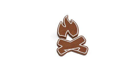 3d rendering of gingerbread symbol of bonfire isolated on white background