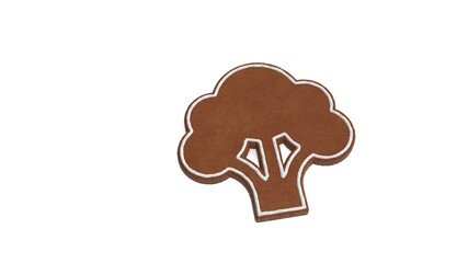 3d rendering of gingerbread symbol of broccoli isolated on white background