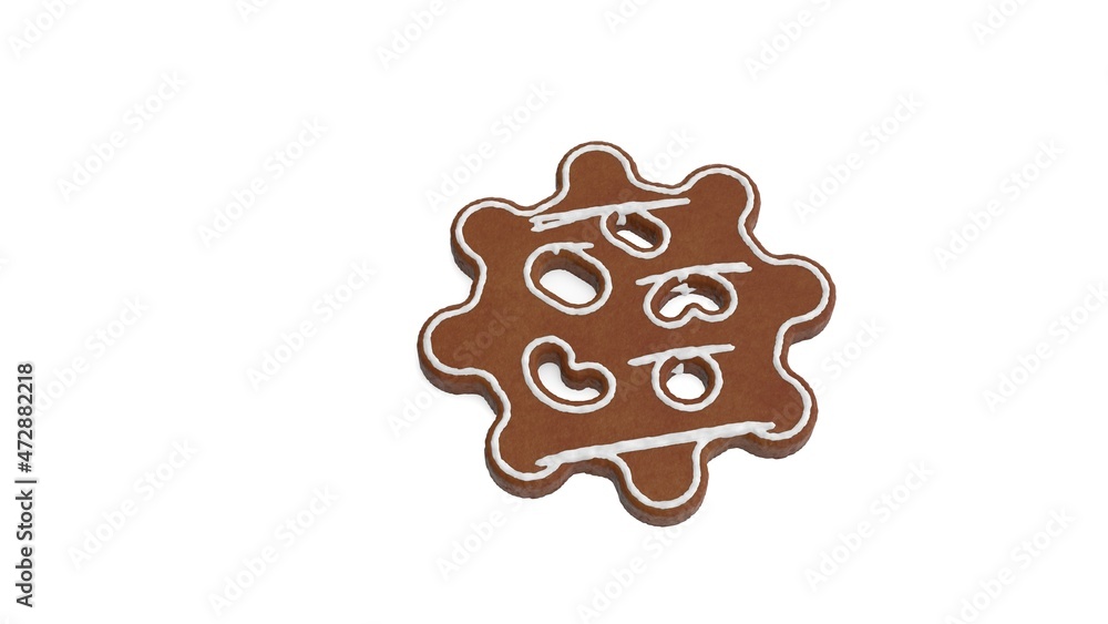 Poster 3d rendering of gingerbread symbol of corona isolated on white background