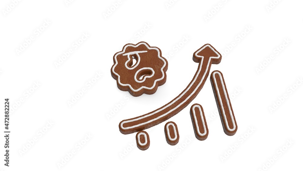 Aufkleber 3d rendering of gingerbread symbol of corona graph isolated on white background
