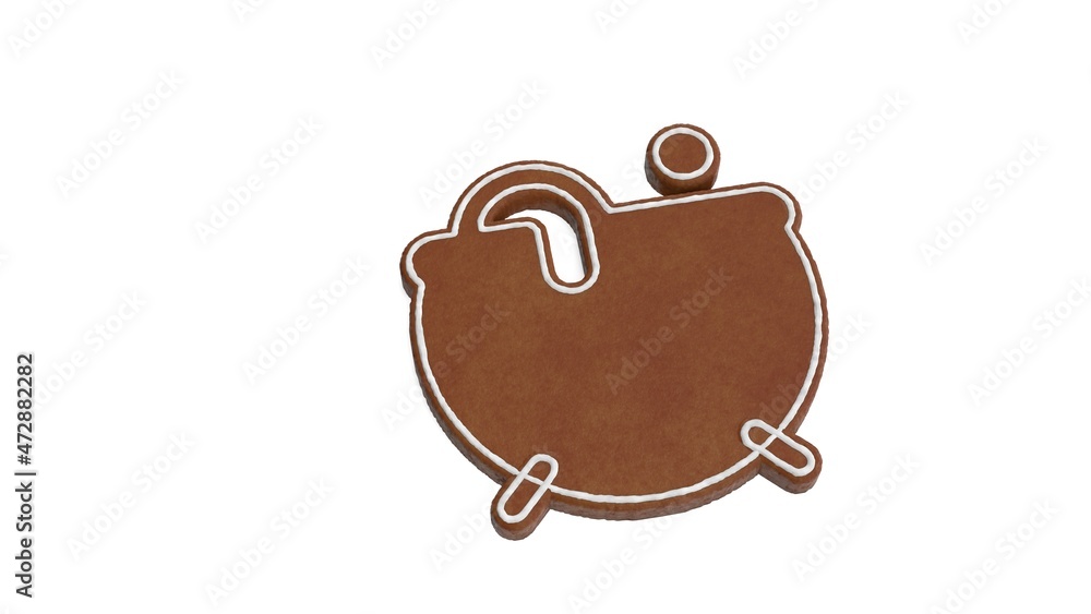 Aufkleber 3d rendering of gingerbread symbol of cauldron isolated on white background