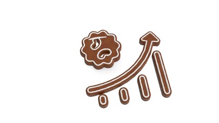 3d rendering of gingerbread symbol of corona graph isolated on white background
