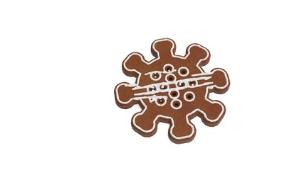 3d rendering of gingerbread symbol of coronavirus isolated on white background