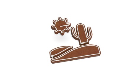3d rendering of gingerbread symbol of desert isolated on white background
