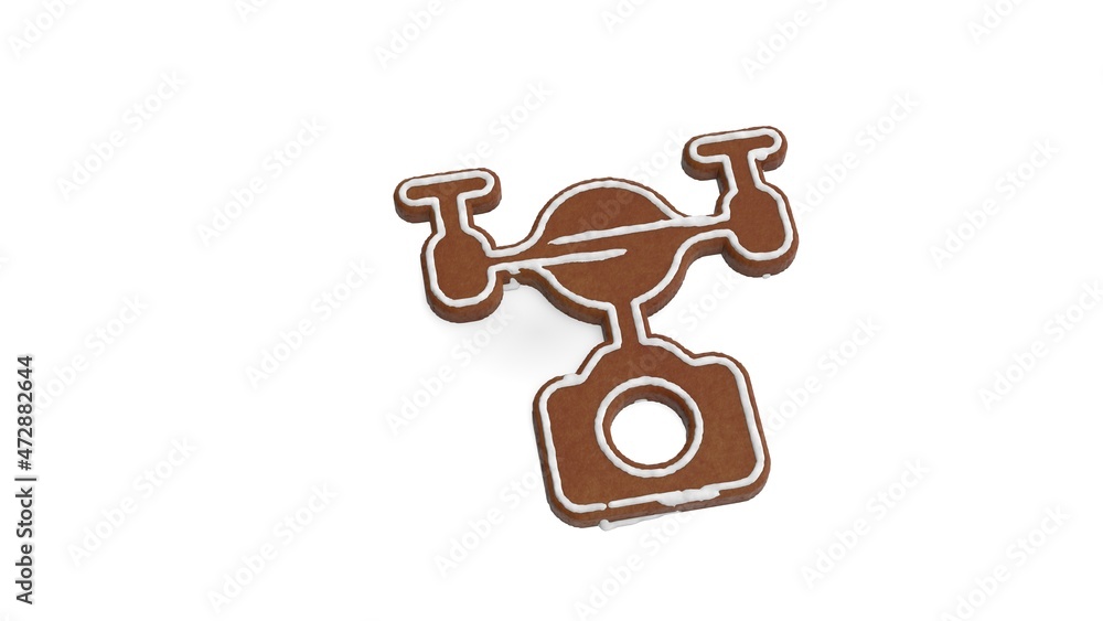 Poster 3d rendering of gingerbread symbol of drone isolated on white background