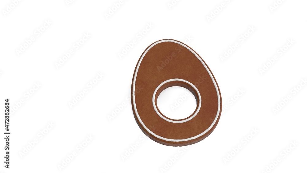 Poster 3d rendering of gingerbread symbol of egg isolated on white background