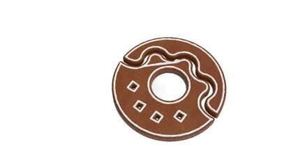 3d rendering of gingerbread symbol of donut isolated on white background