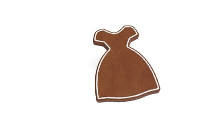 3d rendering of gingerbread symbol of dress isolated on white background