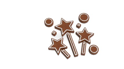 3d rendering of gingerbread symbol of fireworks isolated on white background