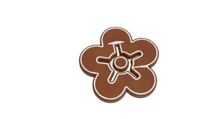 3d rendering of gingerbread symbol of flower isolated on white background