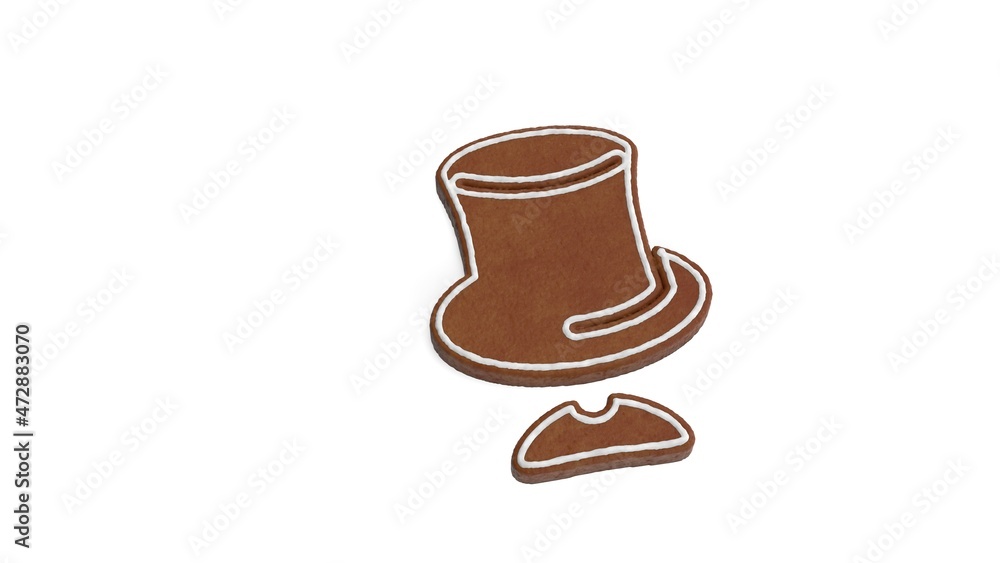 Poster 3d rendering of gingerbread symbol of gentleman isolated on white background