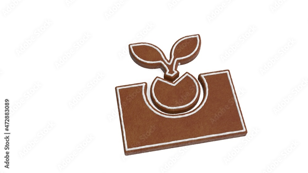 Poster 3d rendering of gingerbread symbol of germination isolated on white background
