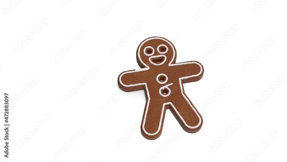 Poster 3d rendering of gingerbread symbol of gingerbread isolated on white background