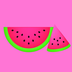 Watermelon slice vector pink background