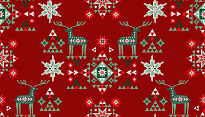 Naklejka na ściany i meble Christmas deer pattern 14