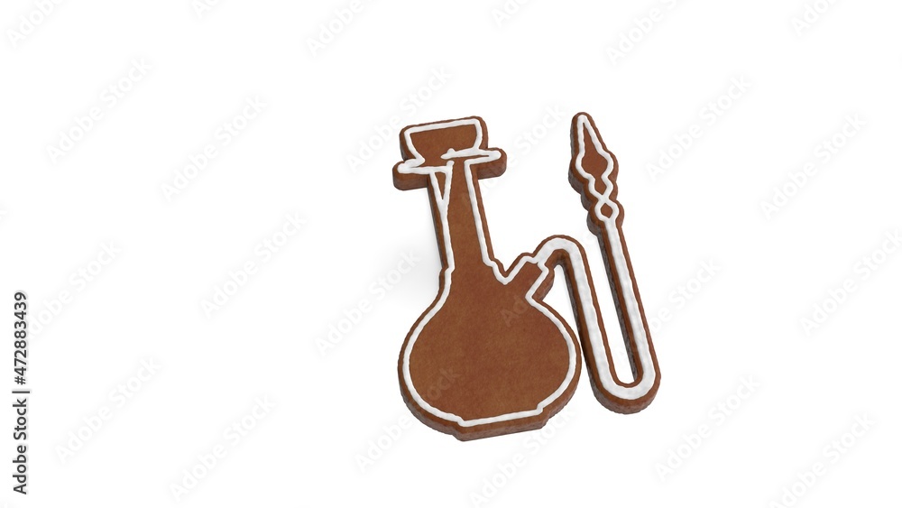 Poster 3d rendering of gingerbread symbol of hookah isolated on white background