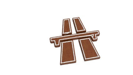 3d rendering of gingerbread symbol of highway isolated on white background