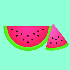 Watermelon slice vector blue background