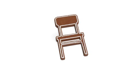 3d rendering of gingerbread symbol of chair isolated on white background