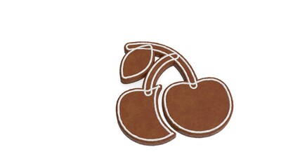3d rendering of gingerbread symbol of cherry fruit isolated on white background
