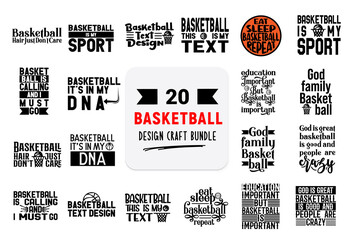 Craft design bundle with basketball lettering quotes.