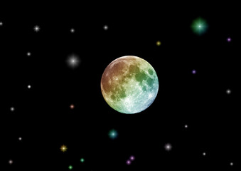 The moon in the night sky