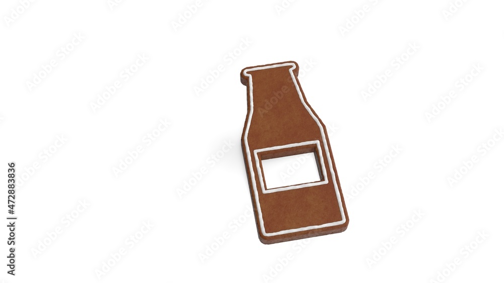 Poster 3d rendering of gingerbread symbol of ketchup isolated on white background