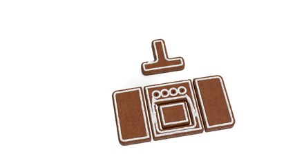 3d rendering of gingerbread symbol of kitchen furniture isolated on white background