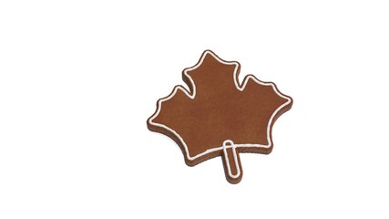 3d rendering of gingerbread symbol of maple leaf isolated on white background