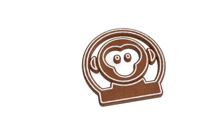 3d rendering of gingerbread symbol of monkey astronaut isolated on white background