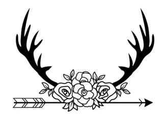 Deurstickers vector deer antlers © peony