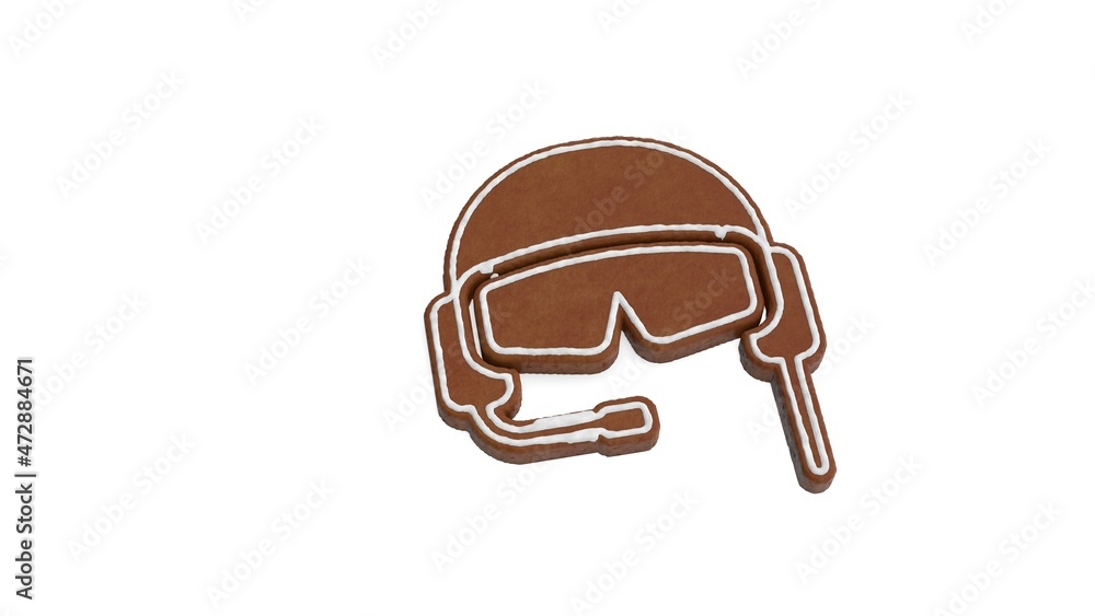Poster 3d rendering of gingerbread symbol of pilot isolated on white background